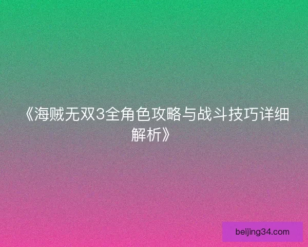《海贼无双3全角色攻略与战斗技巧详细解析》